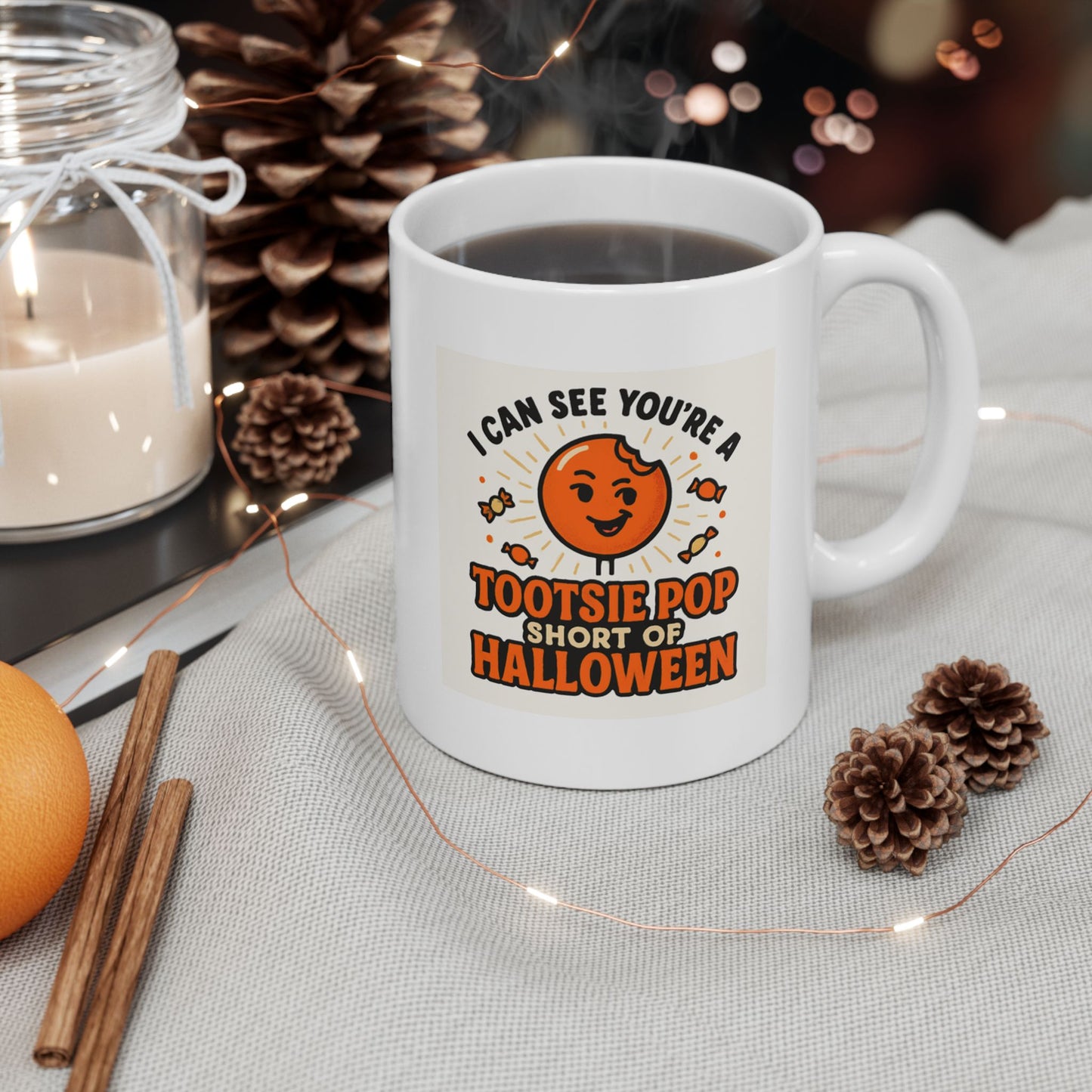 Halloween Tootsie Pop Mug - White - Single Sided Design Great Gift